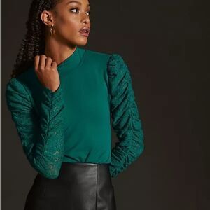 Anthropologie MAEVE Ruched-sleeve Blouse Size Large